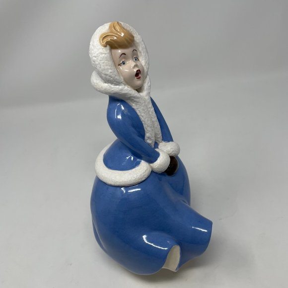 Atlantic Mold Christmas Caroler Girl Hand Paint Glazed Ceramic Vintage Figurine - Picture 7 of 9